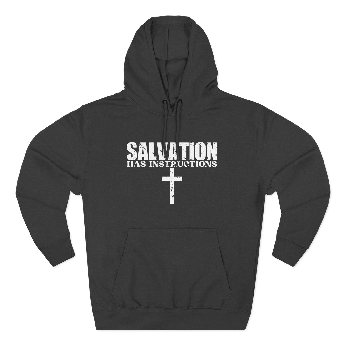 'Salvation has instructions' Three-Panel Fleece Hoodie - Unisex