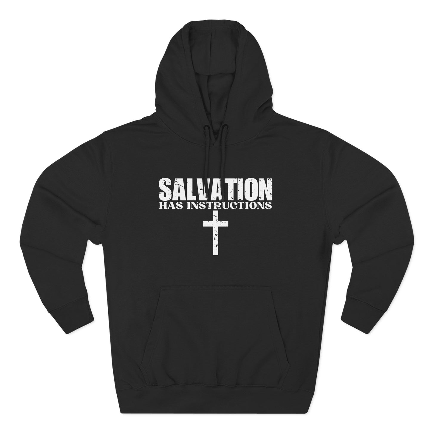 'Salvation has instructions' Three-Panel Fleece Hoodie - Unisex