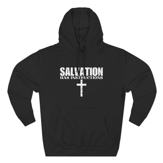 'Salvation has instructions' Three-Panel Fleece Hoodie - Unisex