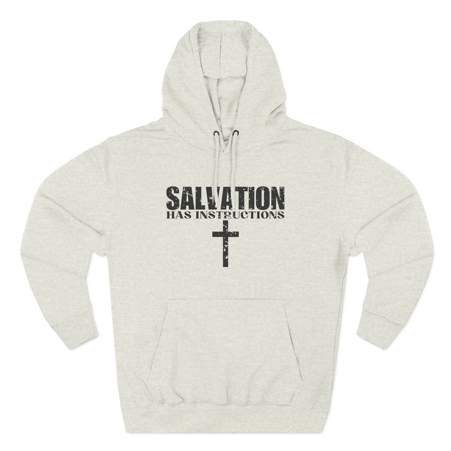 'Salvation has instructions' Three-Panel Fleece Hoodie - Unisex