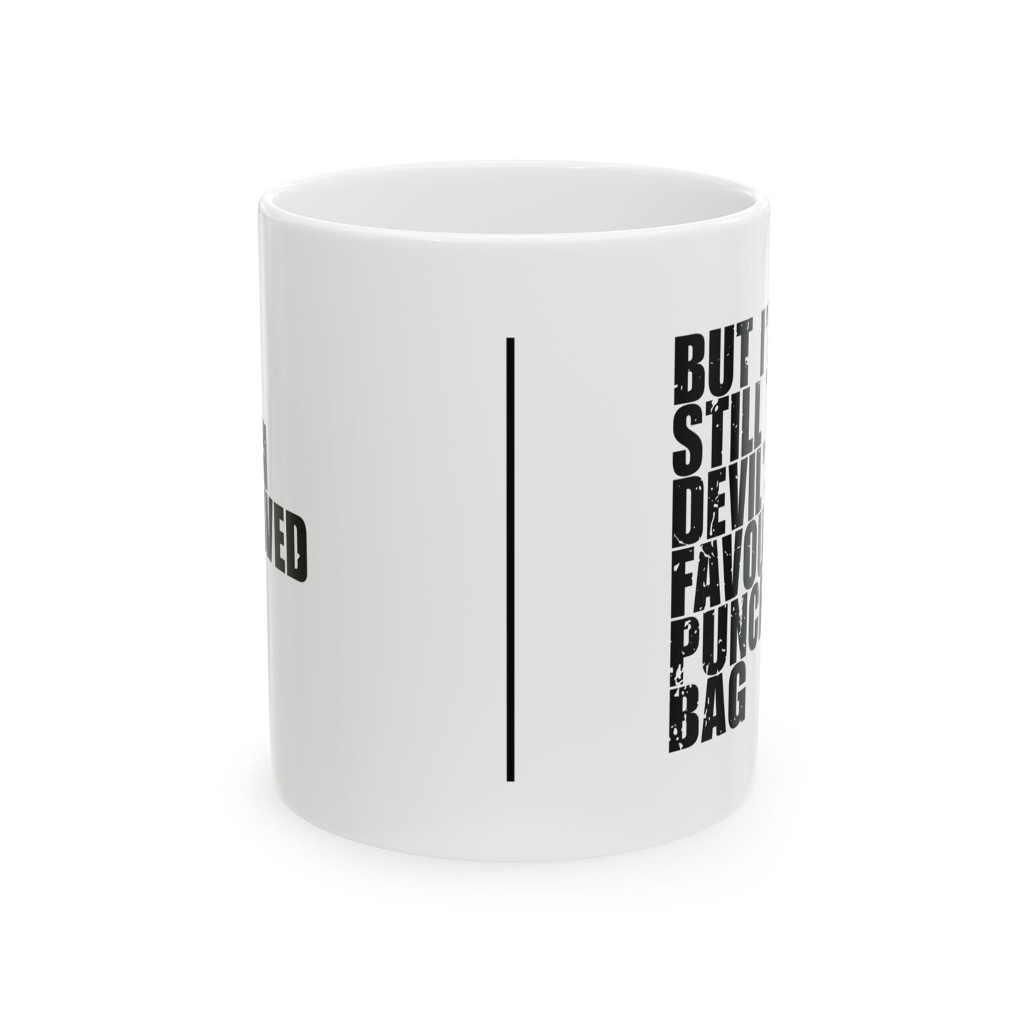 'I’m Saved, But I’m Still the Devil’s Favourite Punching Bag' Mug - (11oz, 15oz) - White