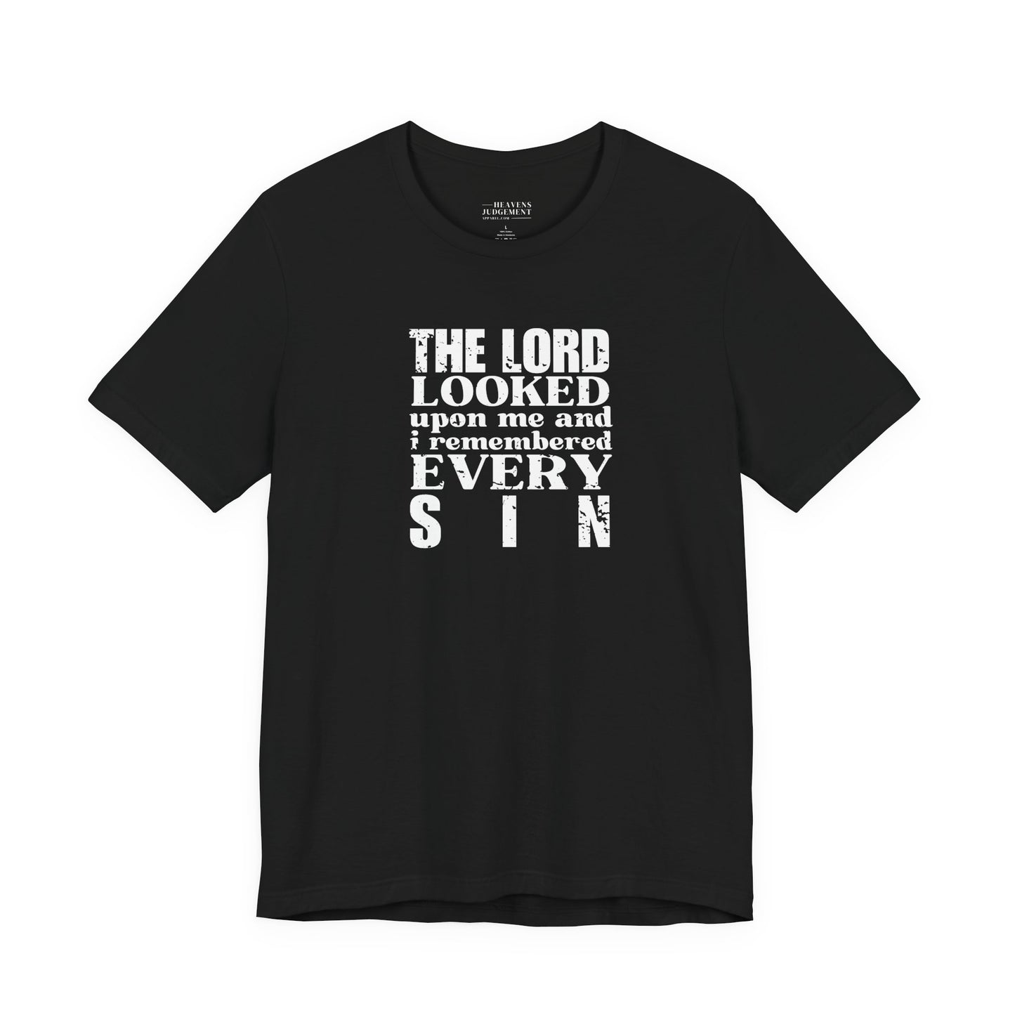 'The Lord looked upon me and I remembered every sin'  T-Shirt - Unisex